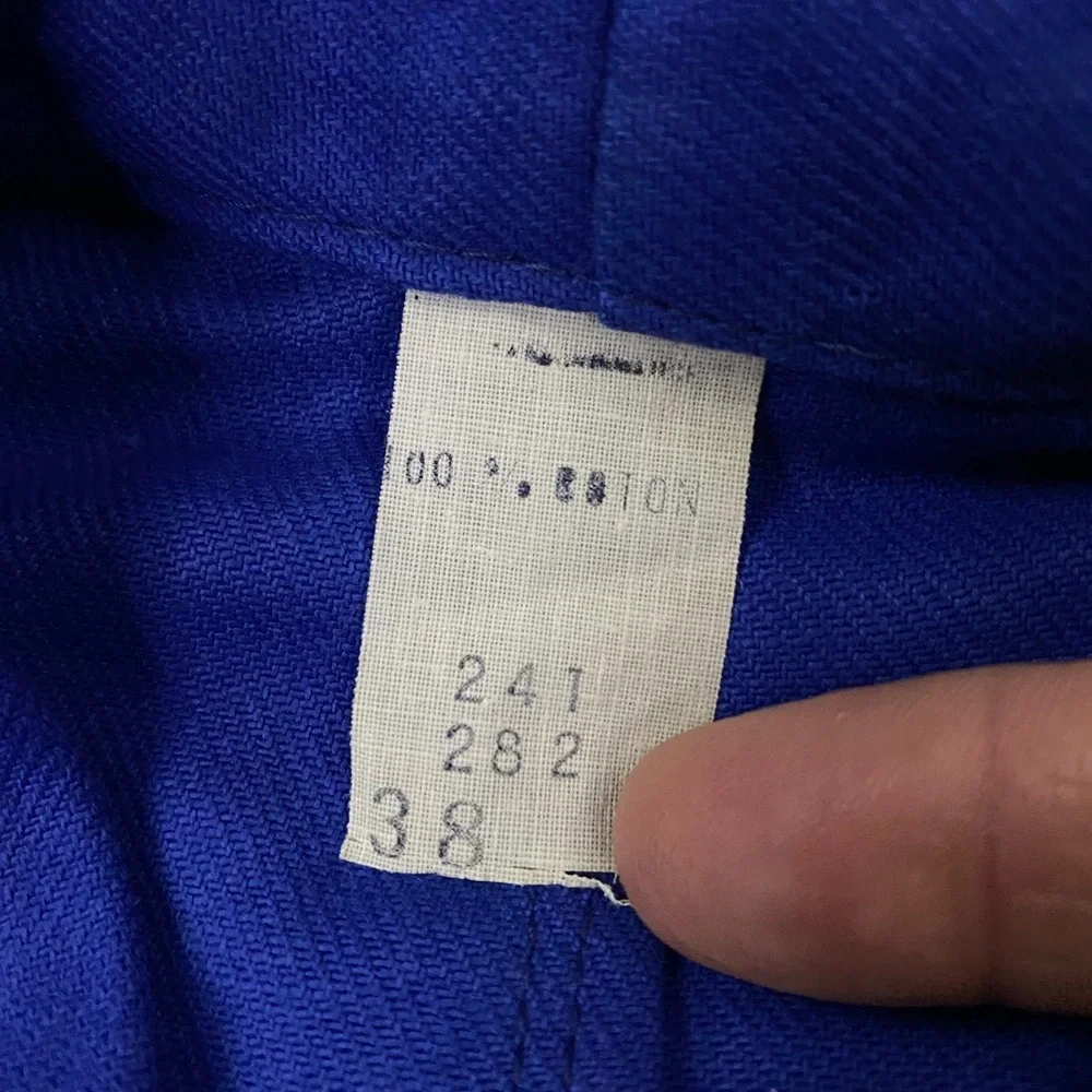 Vintage French Workwear Jacket FITS Mens Small Blue Chore Cotton Eclair Zipper